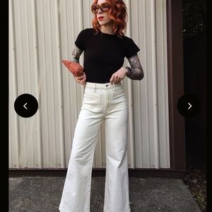 Rolla's Women's Wide Leg Cream Jeans